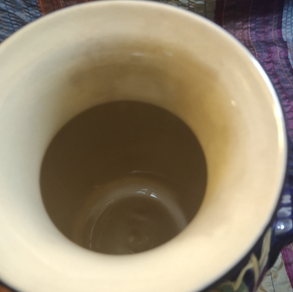 Italian Majolica Cobalt Blue Porcelain Vase W/ Lemon Design - Picture 7 of 7